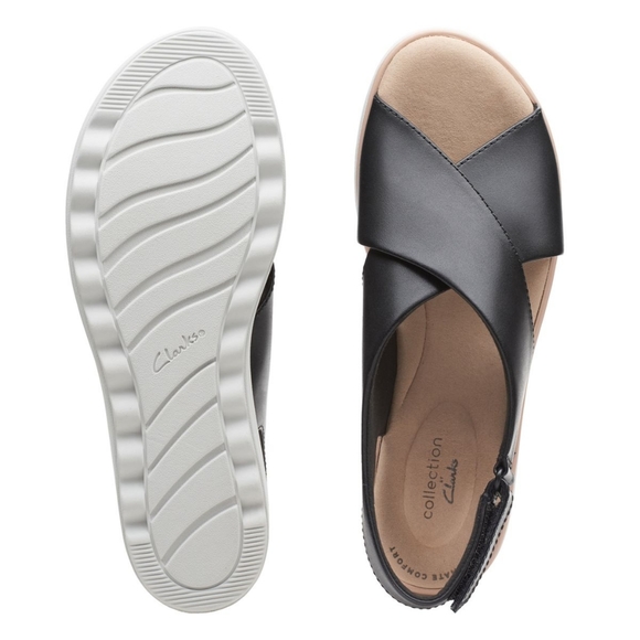 Clarks Shoes - Clarks Jillian Jewel Black Leather Sandals